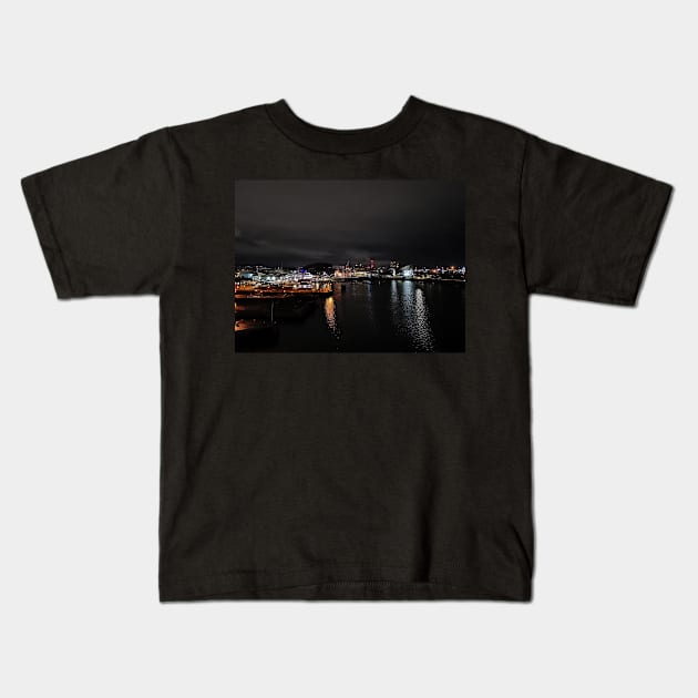 Cardiff bay at night Kids T-Shirt by kiwimick